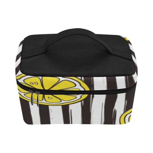 Lemon Stripe Cosmetic Bag/Large (Model 1658)