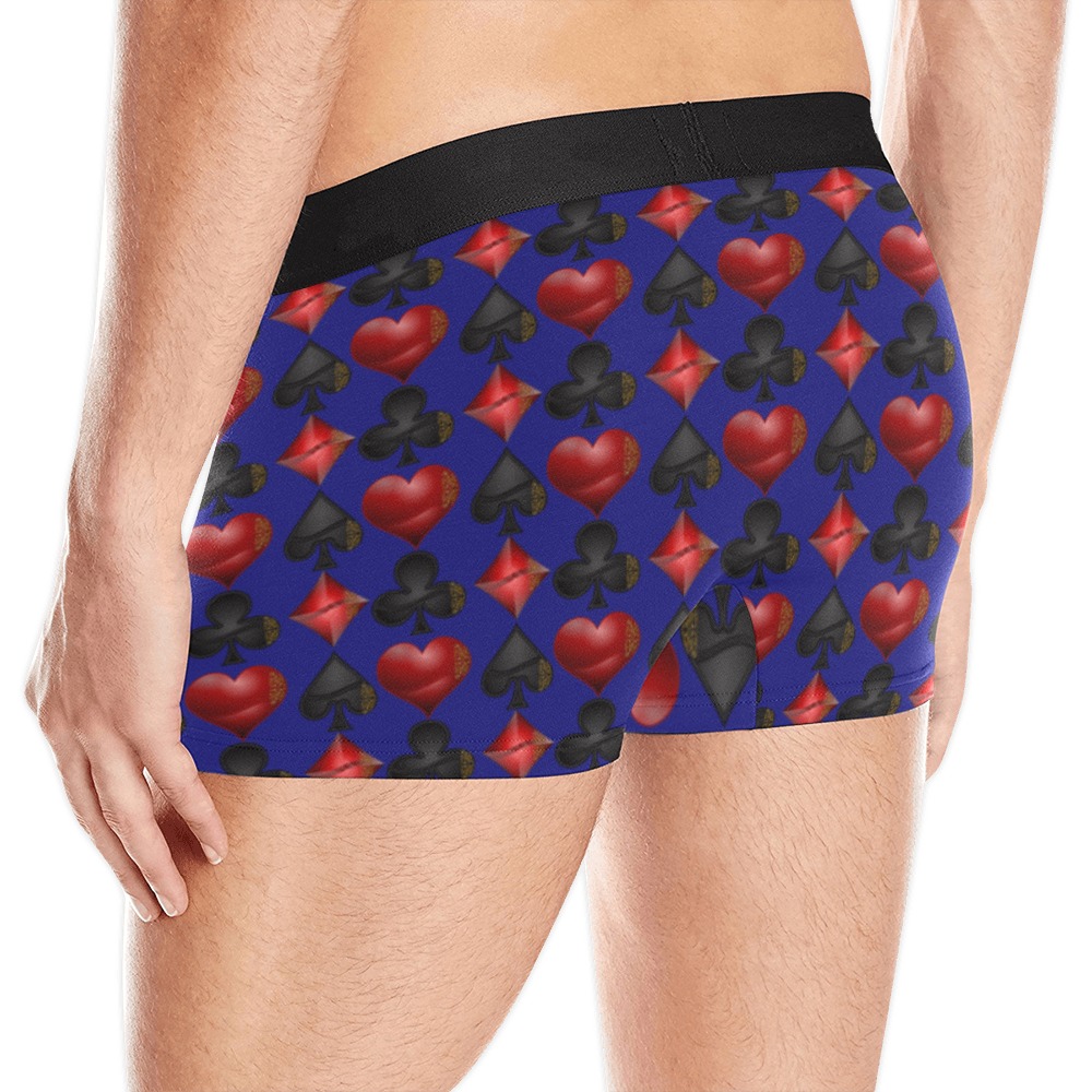 Las Vegas Black and Red Card Shapes / Blue Men's All Over Print Boxer Briefs (Model L10)