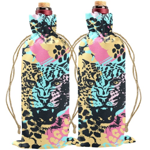 Abstract Leopard Pattern.jpg Linen Wine Bottle Bag