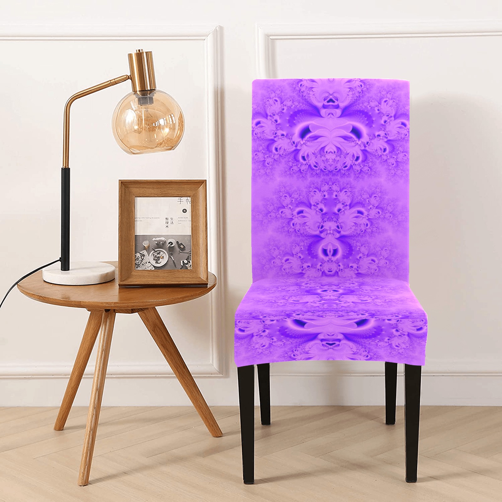 Purple Lilacs Frost Fractal Chair Cover (Pack of 4)