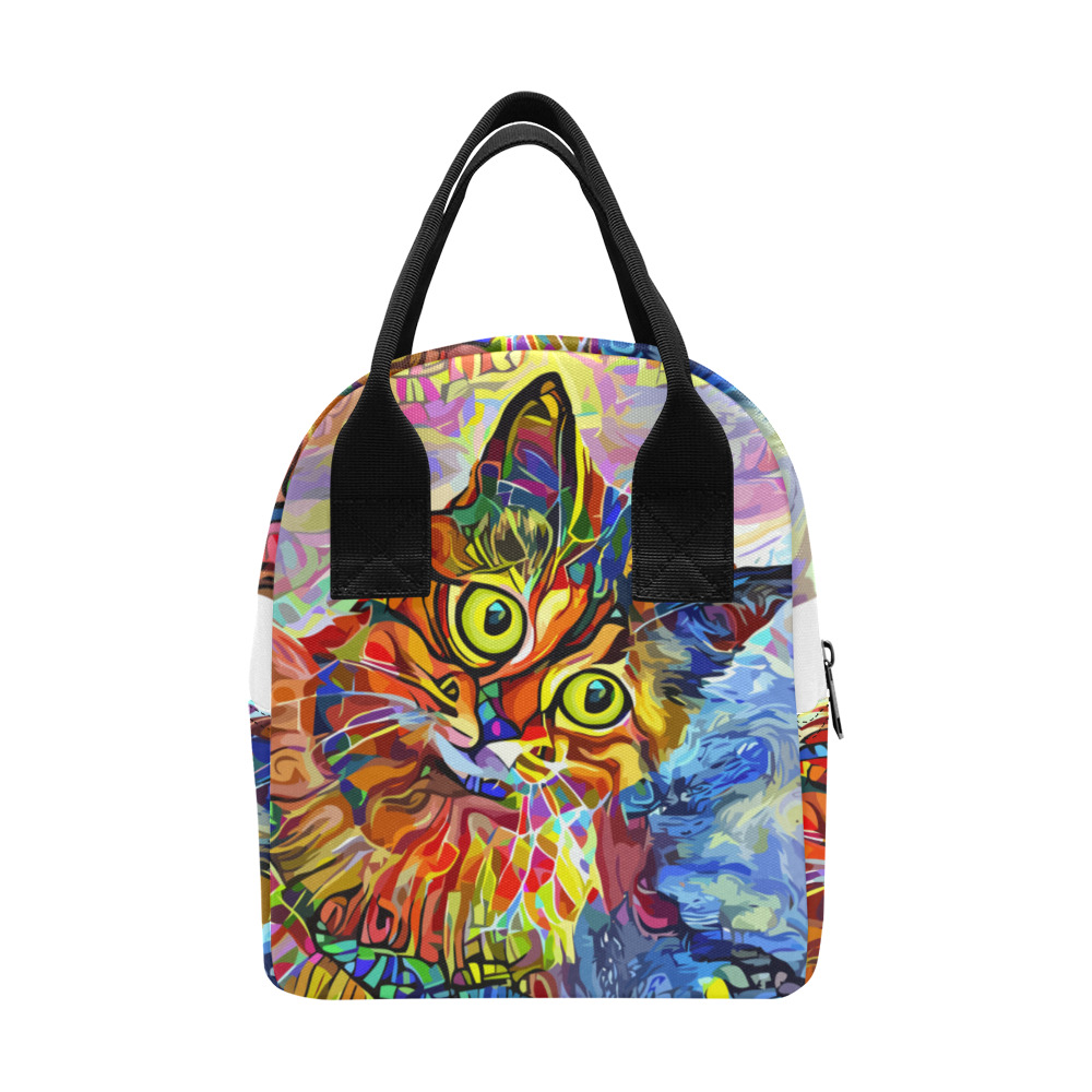Abstract Cat Face Artistic Pet Portrait Painting Zipper Lunch Bag (Model 1689)