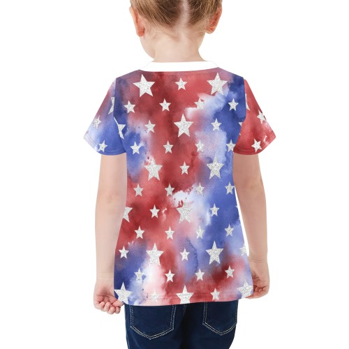 4th of july stars 1 Little Girls' All Over Print Crew Neck T-Shirt (Model T40-2)