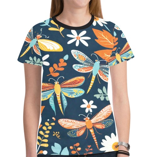 Bohemian Dragonflies 1 New All Over Print T-shirt for Women (Model T45)