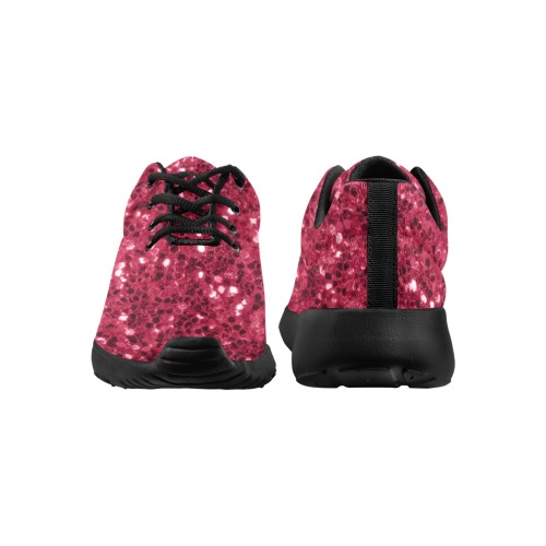 Magenta dark pink red faux sparkles glitter Women's Athletic Shoes (Model 0200)
