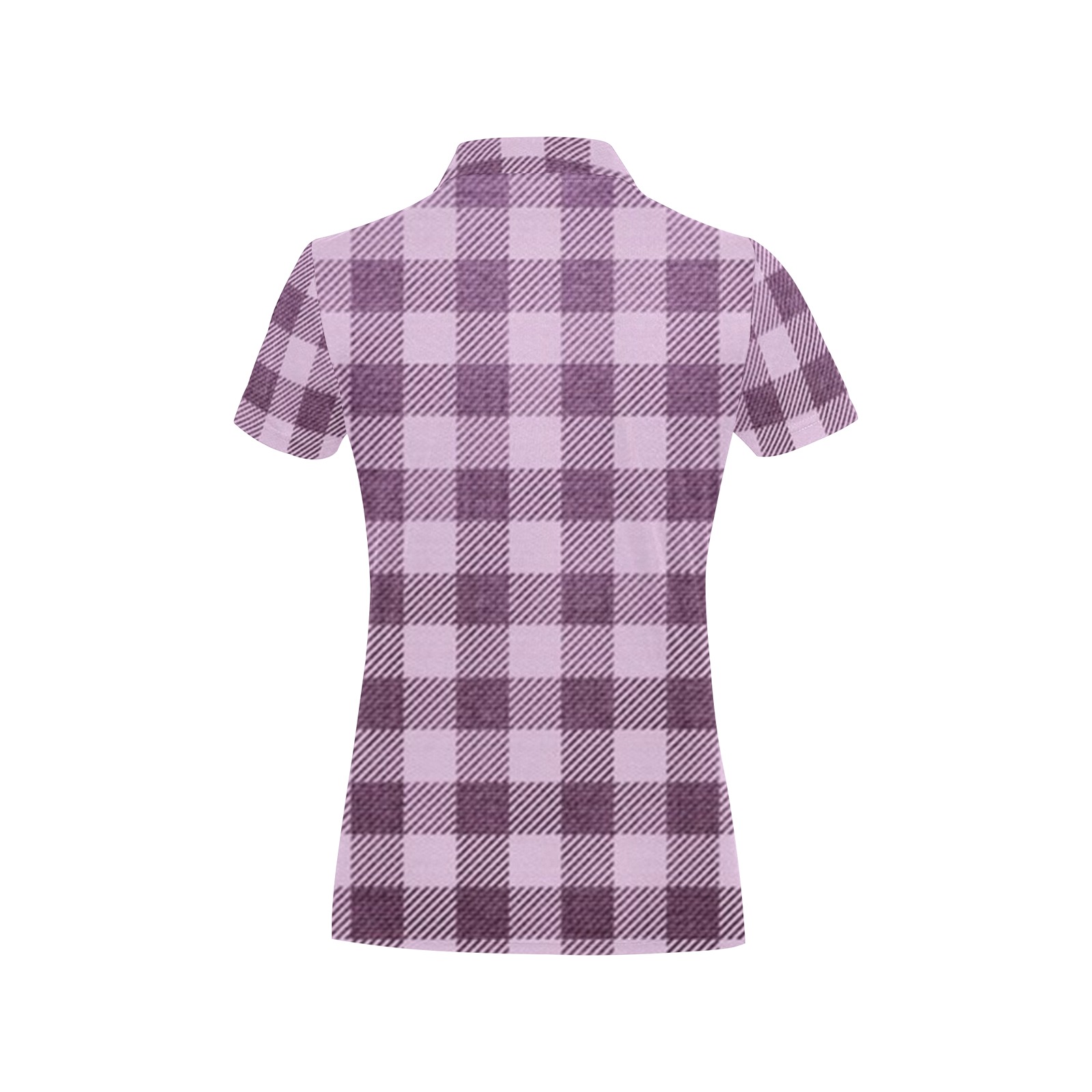 Pastel Rose Plaid Women's All Over Print Polo Shirt (Model T55)