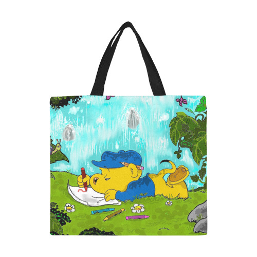 Ferald Drawing By The Waterfall All Over Print Canvas Tote Bag/Large (Model 1699)