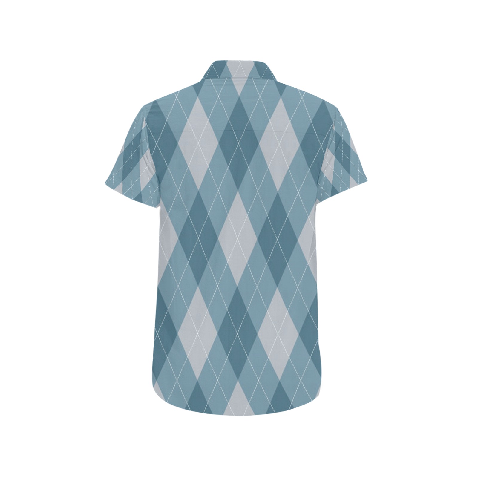 Blue and Khaki Argyle Men's All Over Print Short Sleeve Shirt (Model T53)