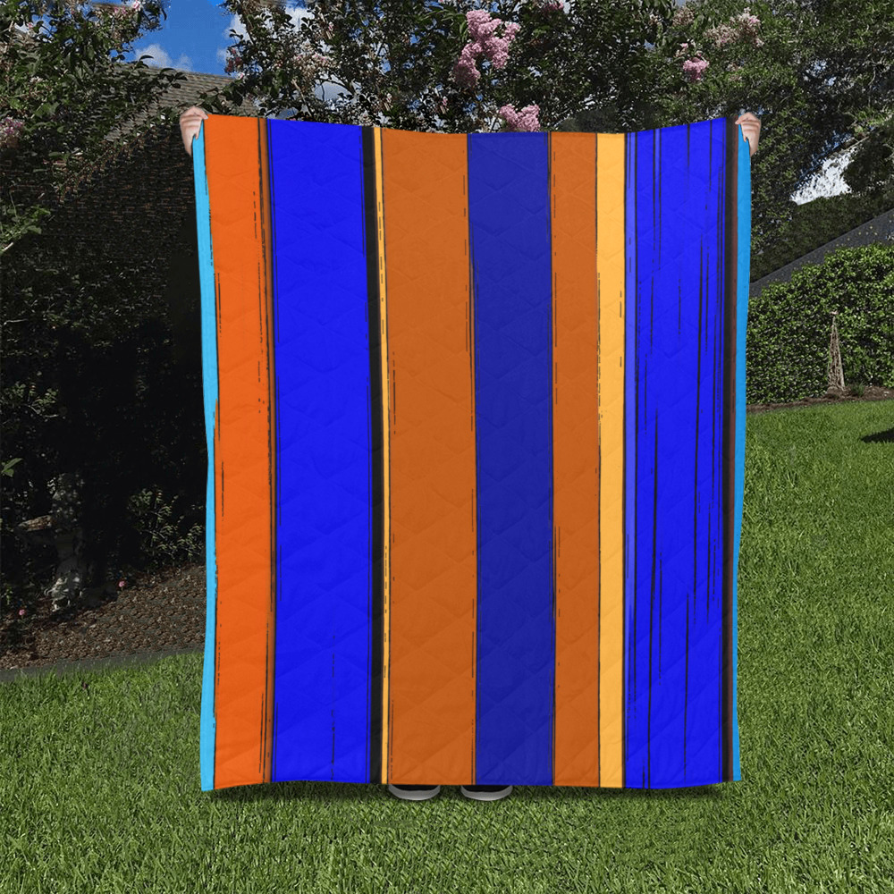 Abstract Blue And Orange 930 Quilt 50"x60"
