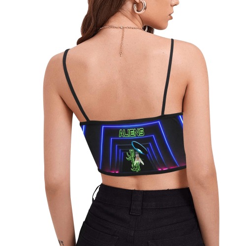 Aliens Collectable Fly Women's Spaghetti Strap Crop Top (Model T67)