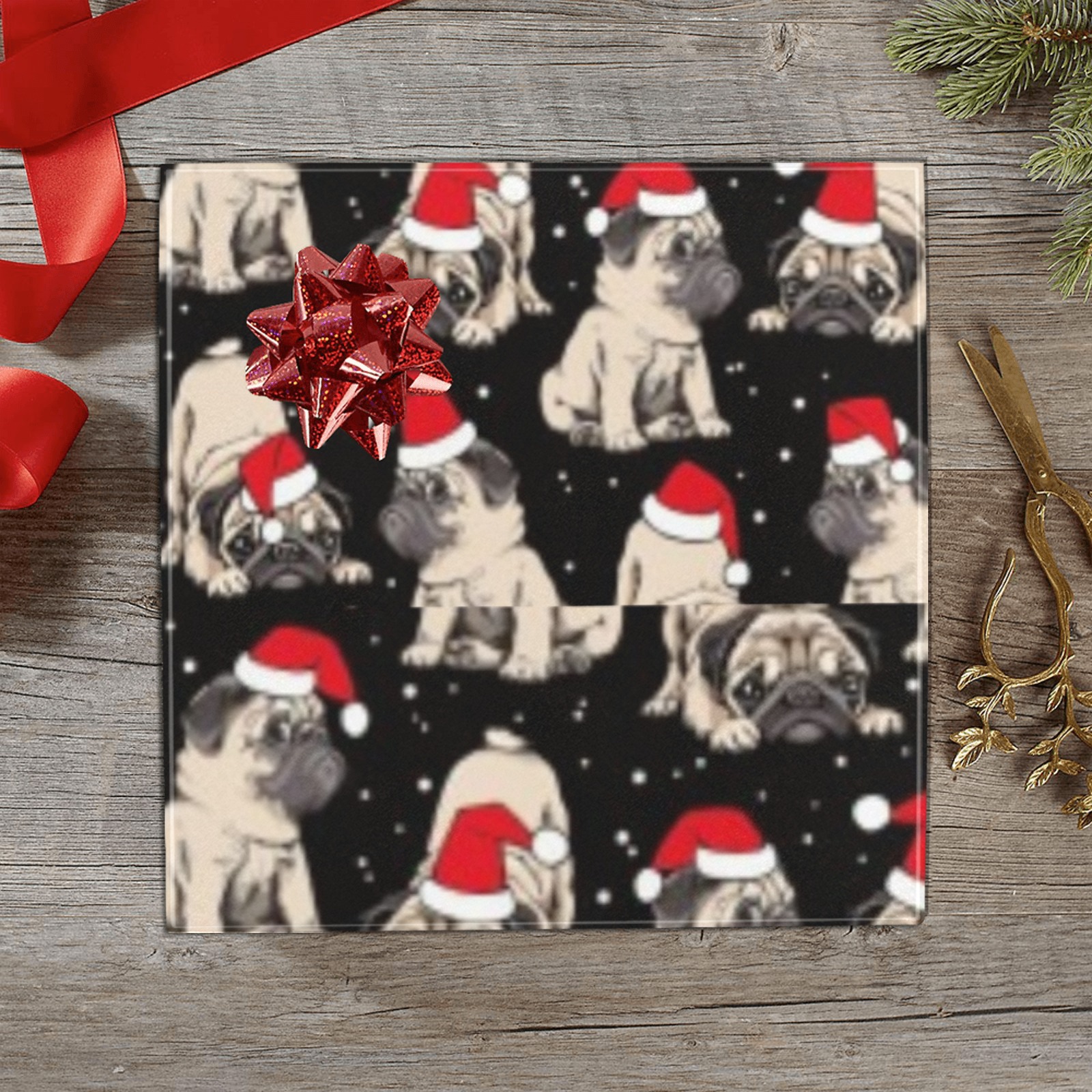 custom Wrapping paper-Christmas pattern Cute puppy Gift Wrapping Paper 58"x 23" (1 Roll)