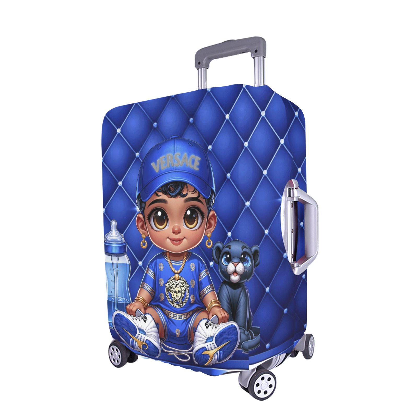 bby boi blue Luggage Cover/Extra Large 28"-30"