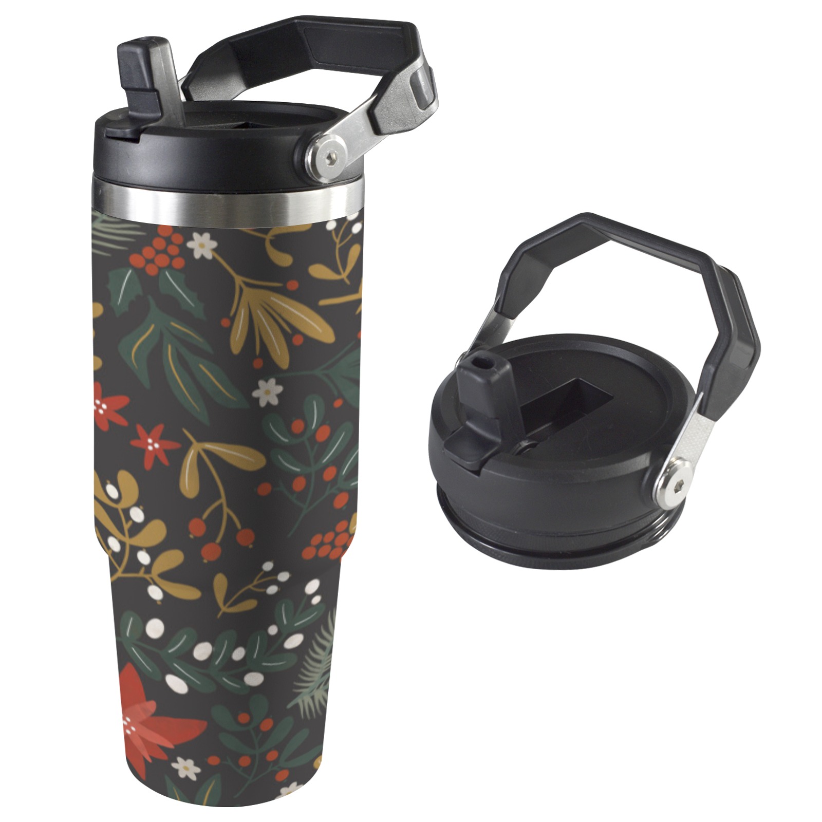 Dark_holidays_nature 30oz Tumbler with Top Handle