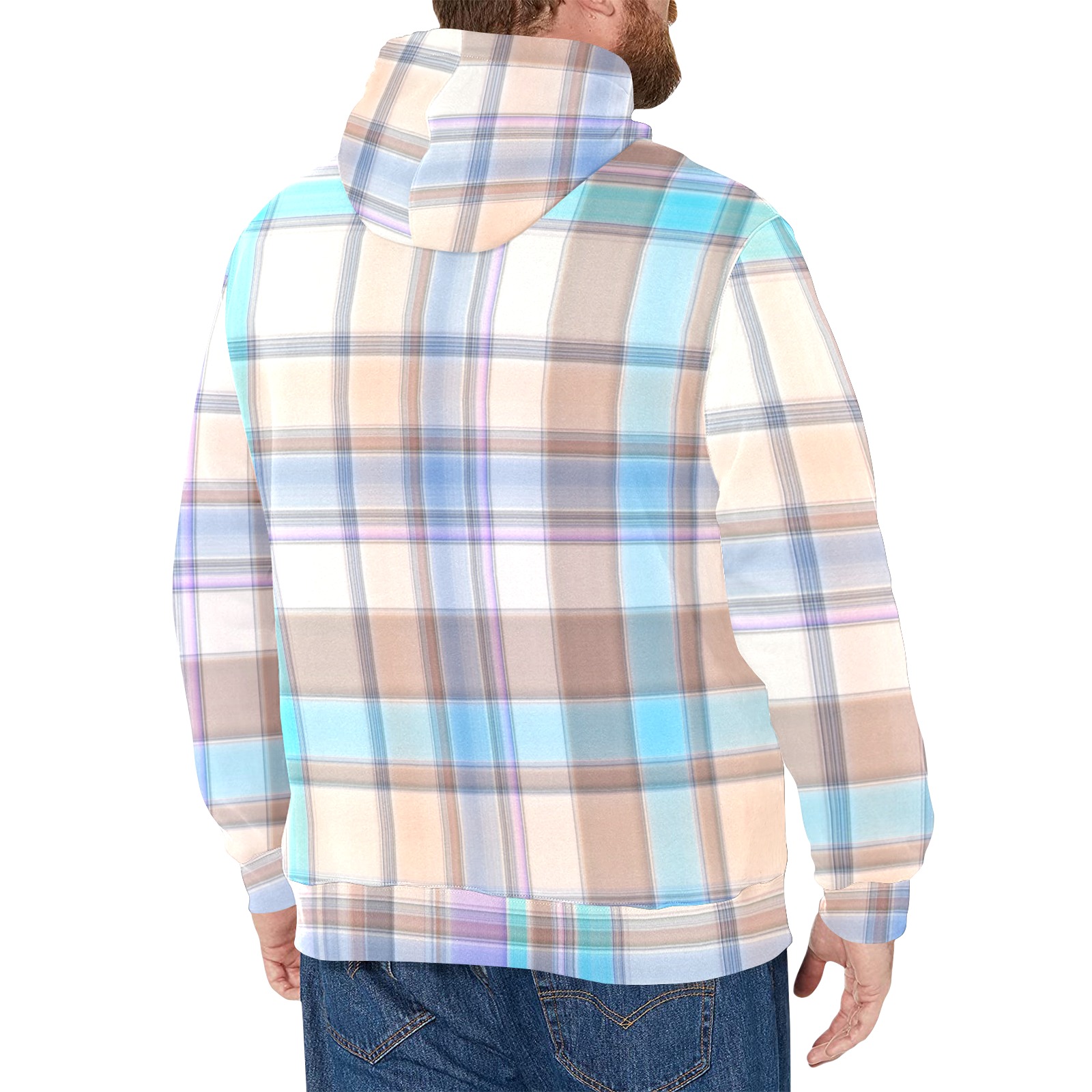 Pastels Plaid Men's Long Sleeve Fleece Hoodie (Model H55)