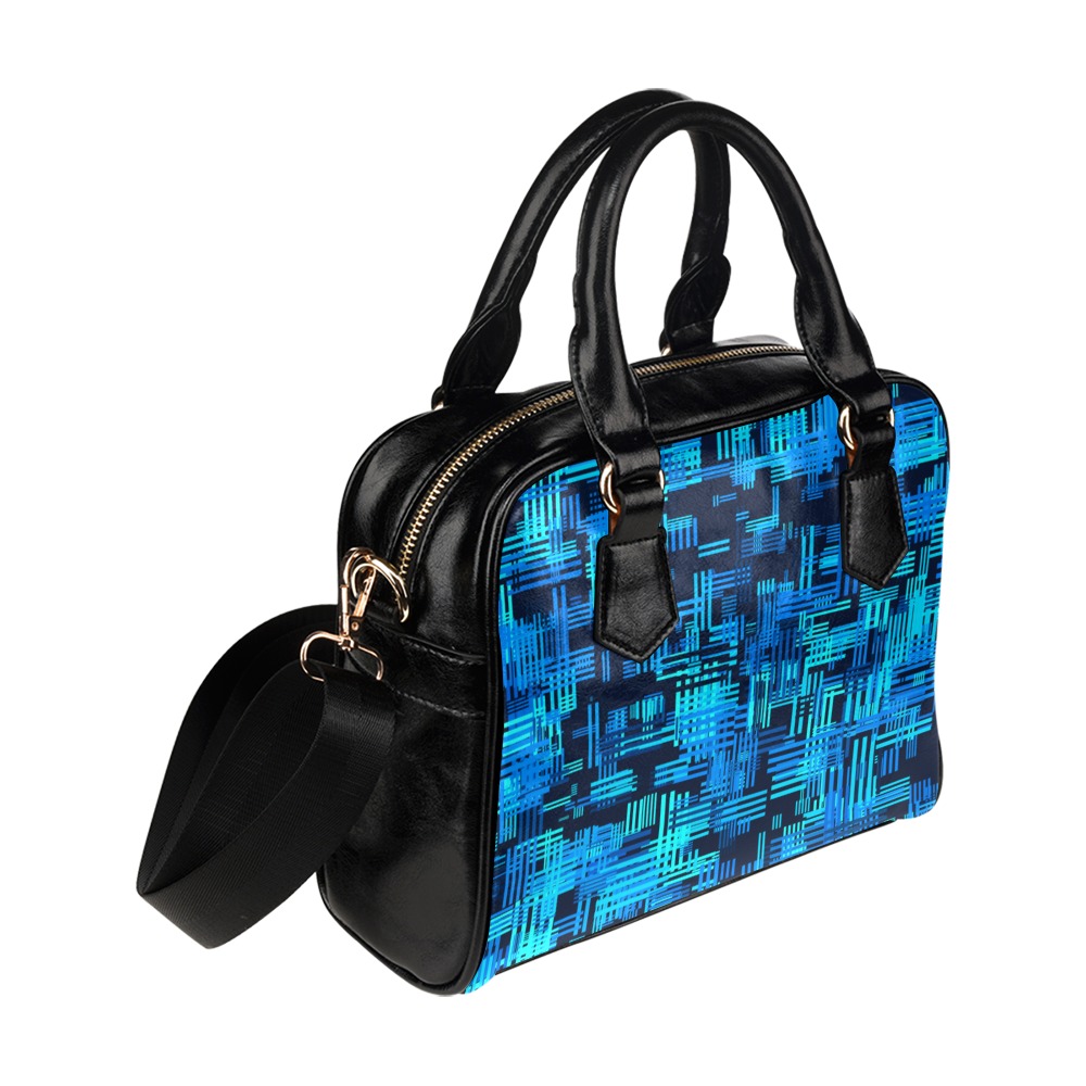 Crosshatch Pattern (Blue/Dark Blue) Shoulder Handbag (Model 1634)