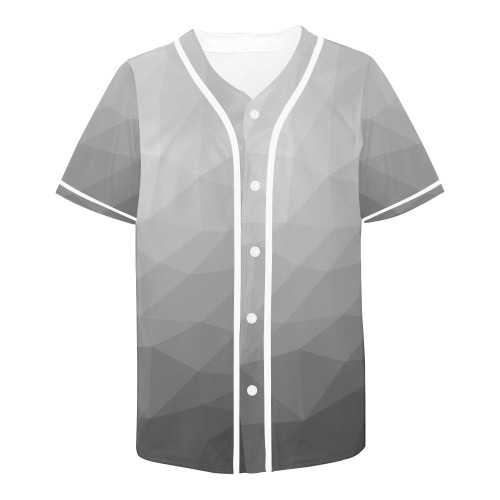 Grey Gradient Geometric Mesh Pattern All Over Print Baseball Jersey for Men (Model T50)