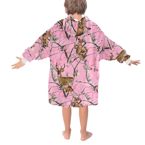 Kids Light Pink Deer Camo Blanket Hoodie Blanket Hoodie for Kids