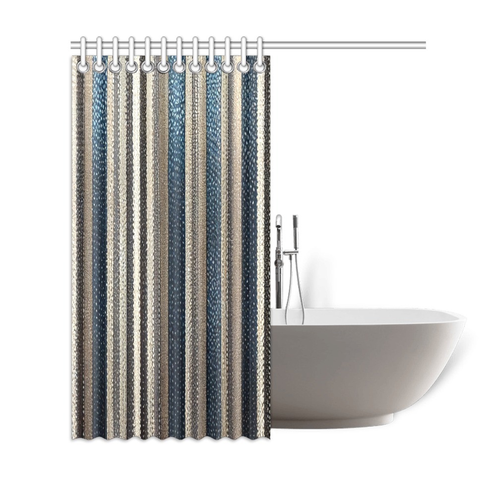 gold, silver and saphire striped pattern Shower Curtain 69"x72"