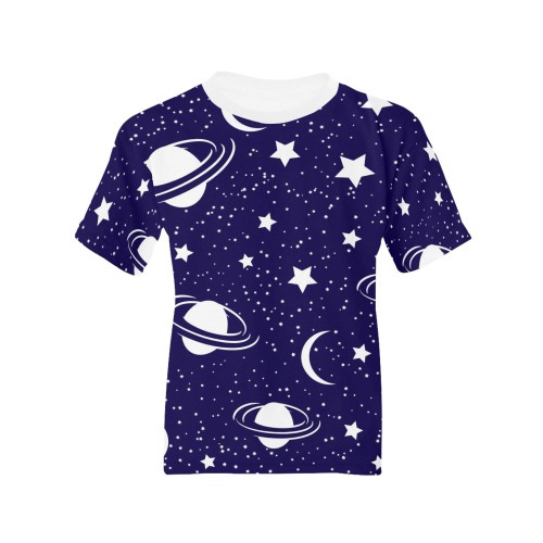 planets, moon, stars and blue background Boys T Shirt Kids' All Over Print T-shirt (Model T65)