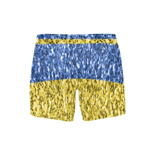 Blue yellow Ukraine flag glitter faux sparkles Men's Boxer Briefs with Custom Inner Pocket & Waistband (Model L34)