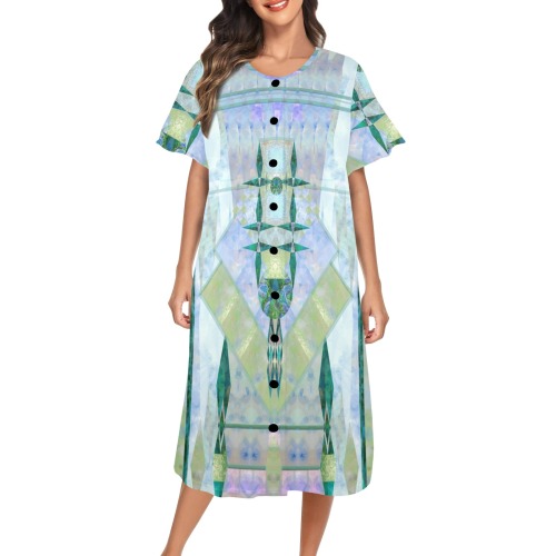 leaves 3 Women's Button Front House Dress