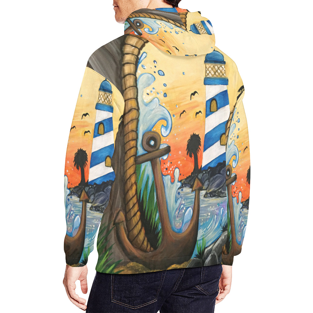 Lighthouse View All Over Print Hoodie for Men (USA Size) (Model H13)