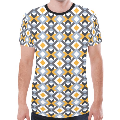 Retro Angles Abstract Geometric Pattern New All Over Print T-shirt for Men (Model T45)
