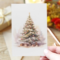 Watercolor Christmas Tree v2 Greeting Card 4"x6"