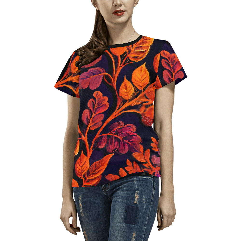 flowers botanic art (10) all over print tshirt All Over Print T-Shirt for Women (USA Size) (Model T40)
