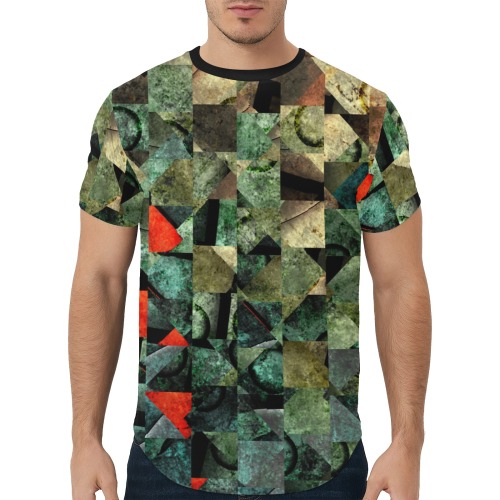 urbangeometry Men's All Over Print Curved Hem T-Shirt (Model T76)