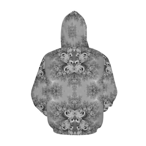 Cloudy Day in the Garden Frost Fractal All Over Print Hoodie for Women (USA Size) (Model H13)