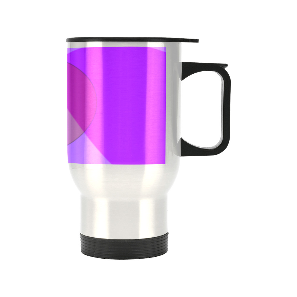 Purple Retro Groovy Abstract 409 Travel Mug (Silver) (14 Oz)