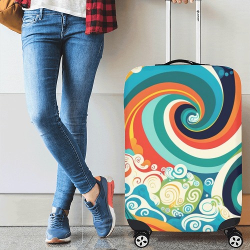 Colorful Ocean Waves Luggage Cover/Medium 22"-25"