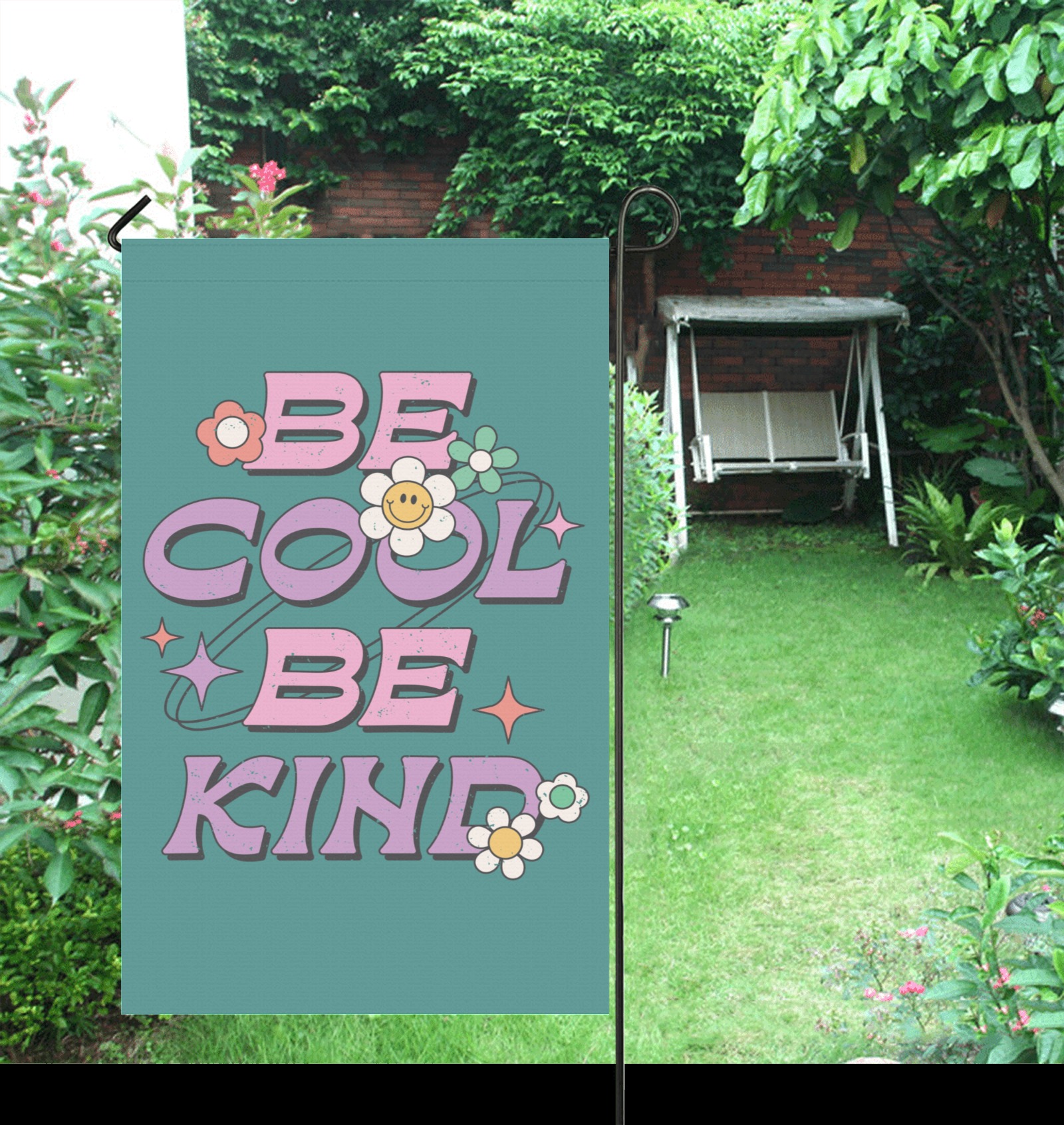 Retro Be Cool Be Kind Garden Flag 36''x60'' (Twin Sides)