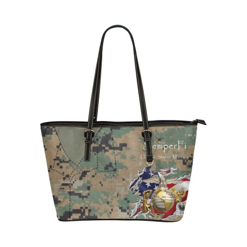 Marine Uniform Bust Out Bag Leather Tote Bag/Small (Model 1651)