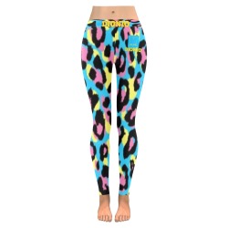 DIONIO Clothing - Ladies' Turquoise Cheetah Multi-Color Leggings Women's Low Rise Leggings (Invisible Stitch) (Model L05)