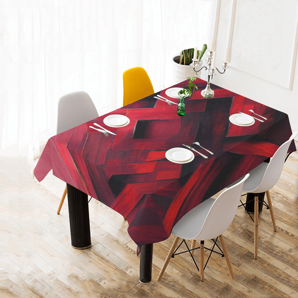 red diamond Cotton Linen Tablecloth 60"x 84"