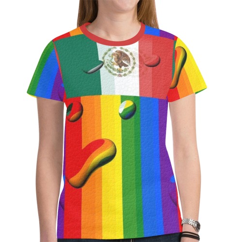 Mexico Pride Flag Pop Art by Nico Bielow New All Over Print T-shirt for Women (Model T45)