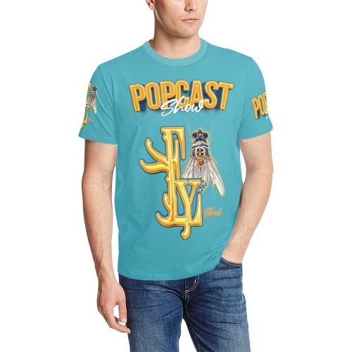Popcast Show Collectable Fly Men's All Over Print T-Shirt (Solid Color Neck) (Model T63)