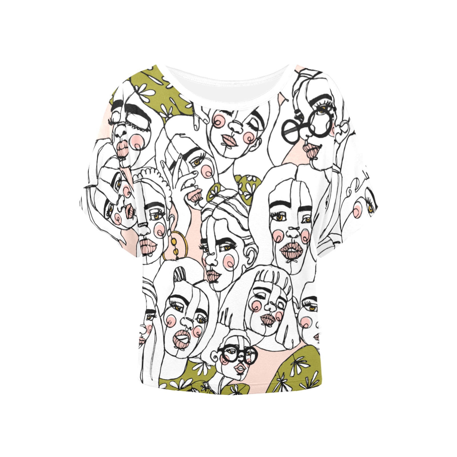 FEMALE STRENGTH II Women's Batwing-Sleeved Blouse T shirt (Model T44)
