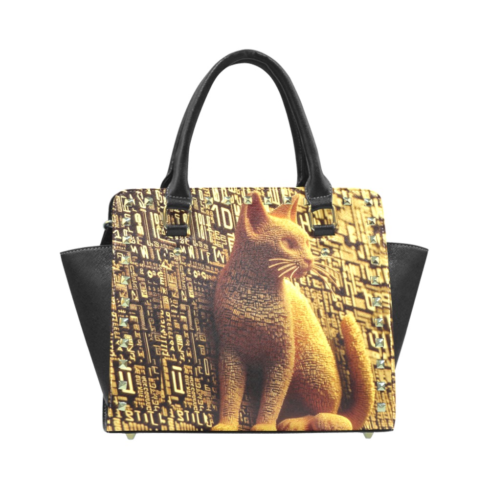 3D cat Rivet Shoulder Handbag (Model 1645)