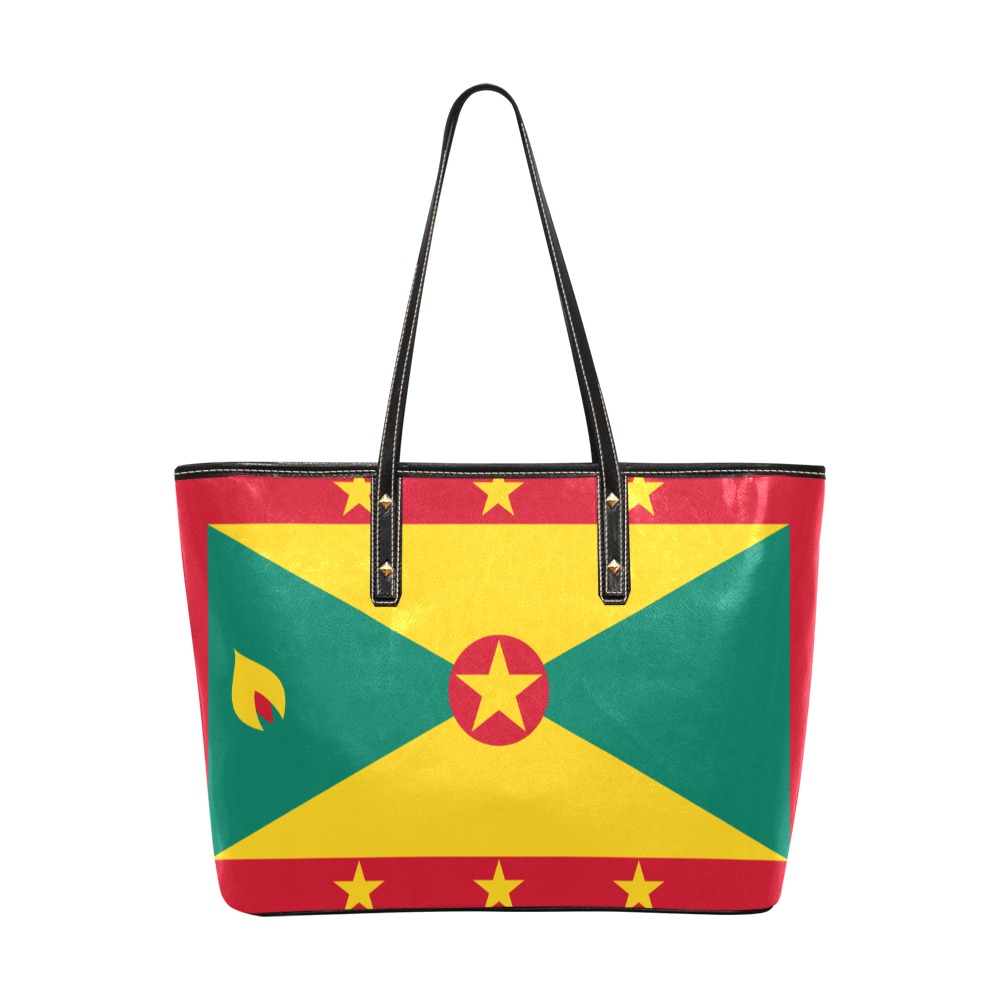 Grenada Flag Chic Leather Tote Bag (Model 1709)
