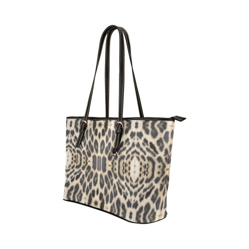 Skin Leopard Leather Tote Bag/Small (Model 1651)