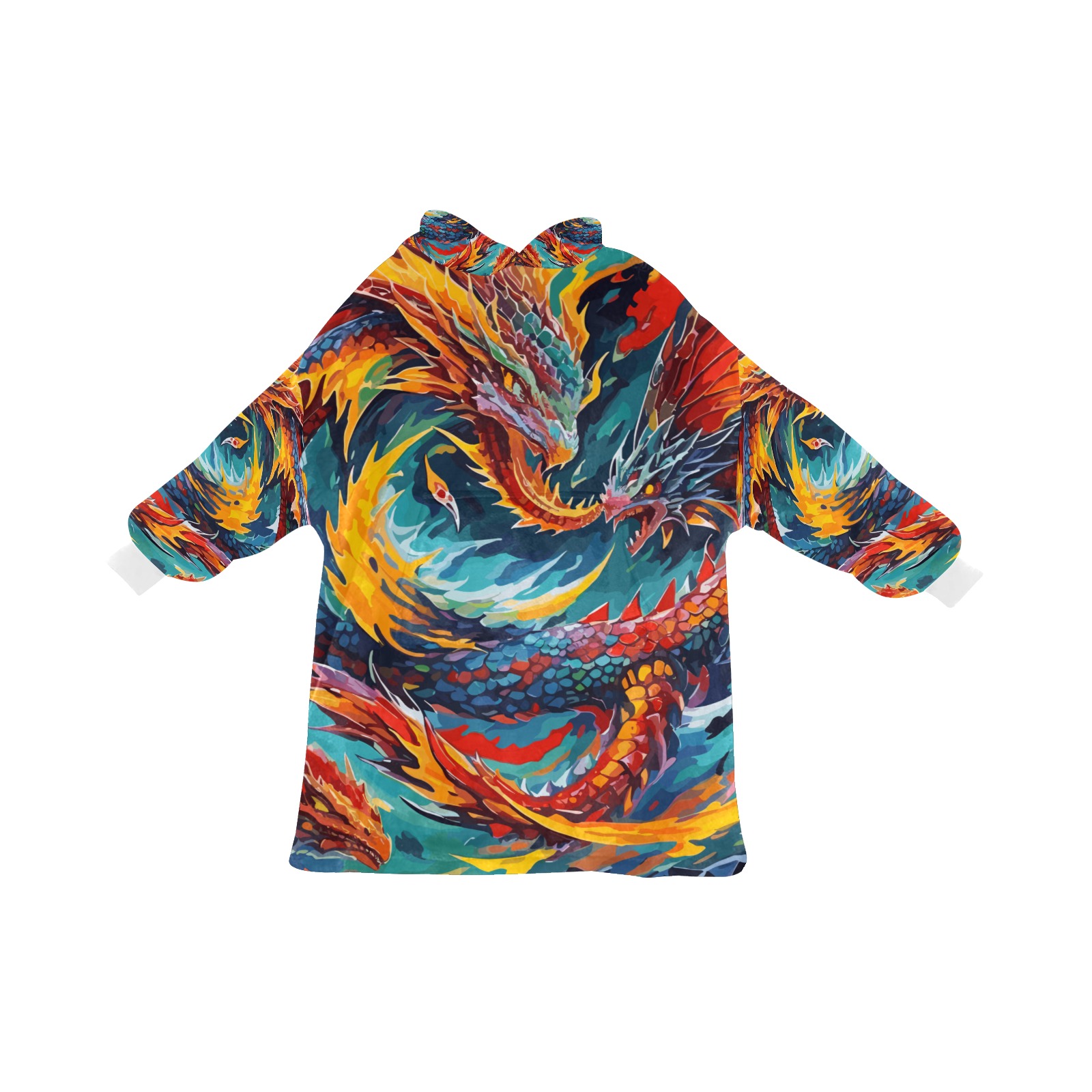 Fantasy fire dragons, flames and smoke art. Blanket Hoodie for Men