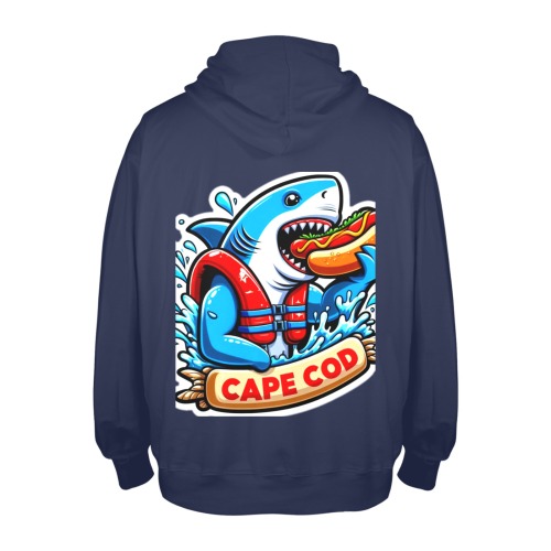 CAPE COD-GREAT WHITE EATING HOT DOG 2 Men's Glow in the Dark Hoodie (Two Sides Printing)