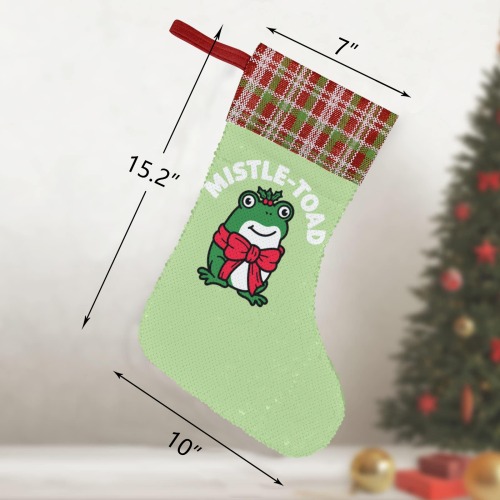 Mistle-Toad Sequin Christmas Stocking