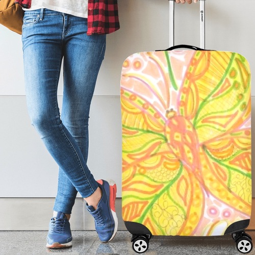 Peach Butterfly Luggage Cover/Large 26"-28"