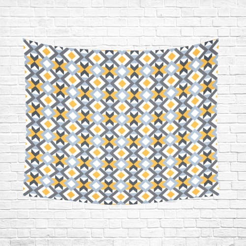 Retro Angles Abstract Geometric Pattern Cotton Linen Wall Tapestry 60"x 51"