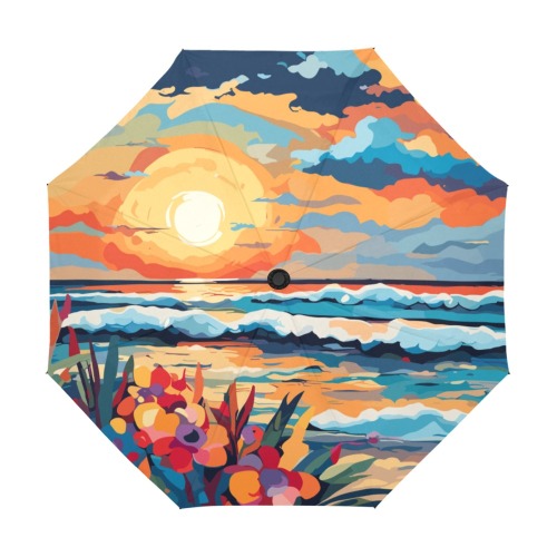 Sun is setting over the ocean. Nice island beach. Anti-UV Auto-Foldable Umbrella (U09)