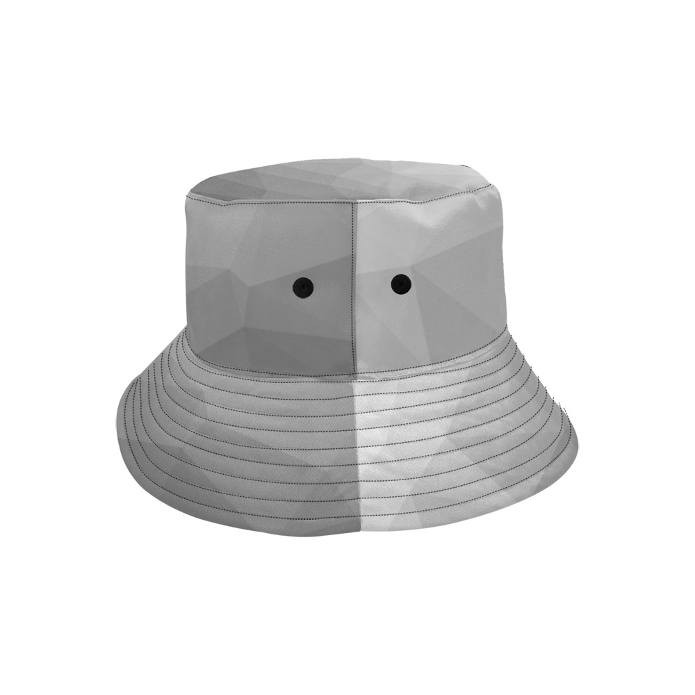 Grey Gradient Geometric Mesh Pattern All Over Print Bucket Hat