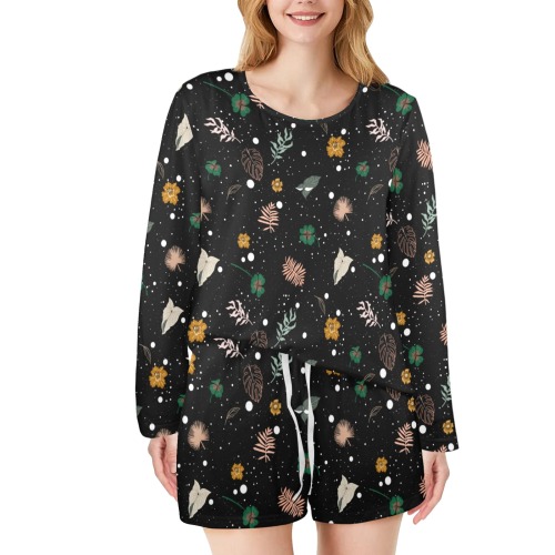 Lucky nature in space I Women's Long Sleeve Scoop Neck Short Pajama Set